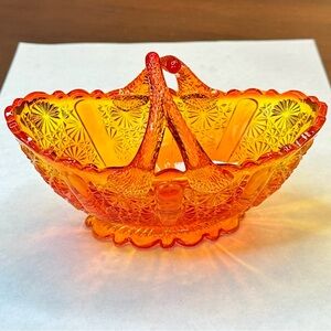 Fenton Radiant Amberina Daisy Button Glass Basket